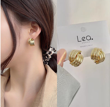 Wind Leaf Earrings Female Personality High-End Design Sense