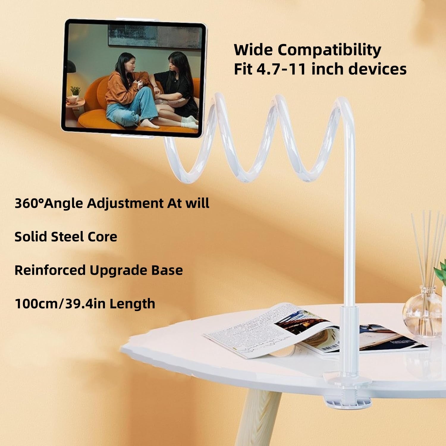Updated Gooseneck Tablet Holder Stand For Bed 39.4inch Adjustable