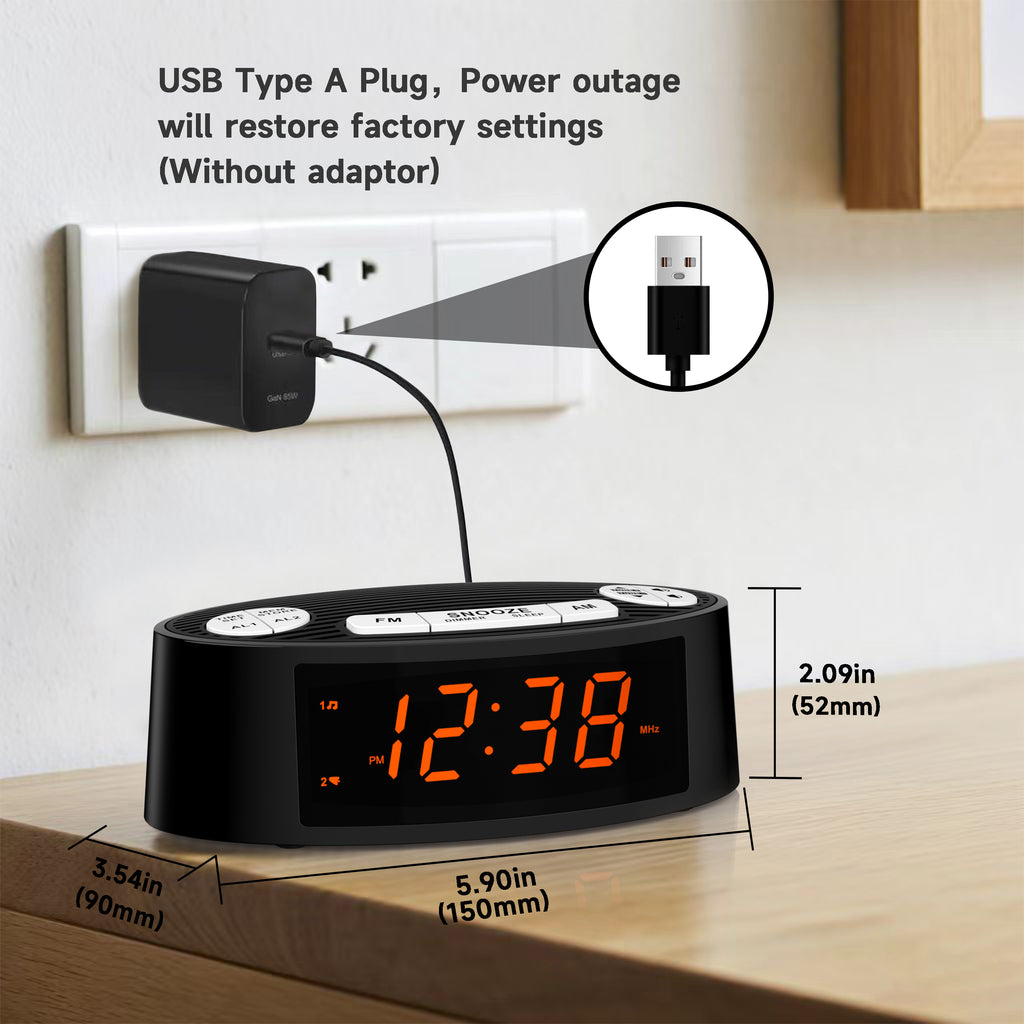AM FM Alarm Clock Radio With Dual Alarm Sleep Timer