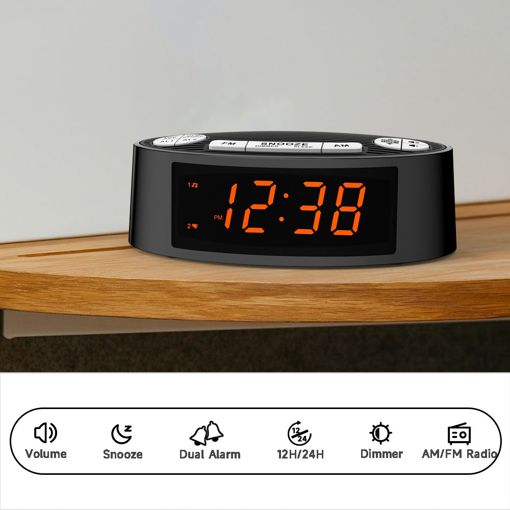 AM FM Alarm Clock Radio With Dual Alarm Sleep Timer