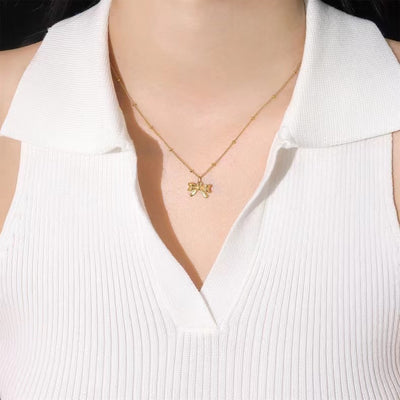 Ladies Bow Necklace Small And Beautiful