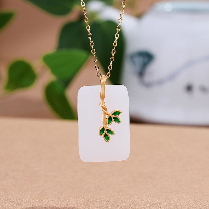Mascot Ethnic Accessories Ancient Gold-plated Hetian Jade Necklace