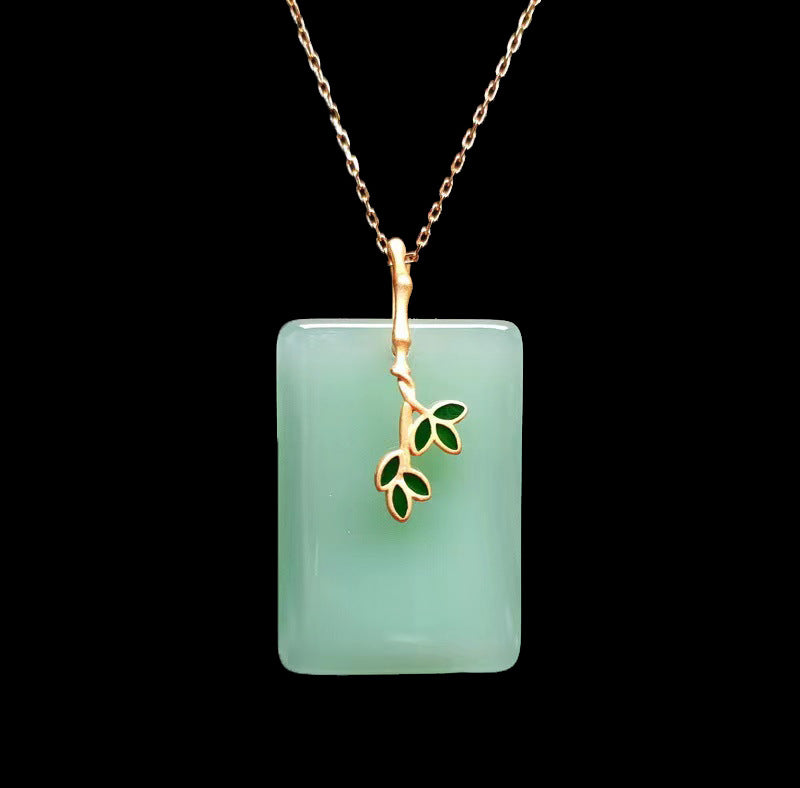 Mascot Ethnic Accessories Ancient Gold-plated Hetian Jade Necklace