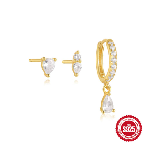 925 Sterling Silver Eight Awn Star Diamond-embedded Classic 3-piece Set