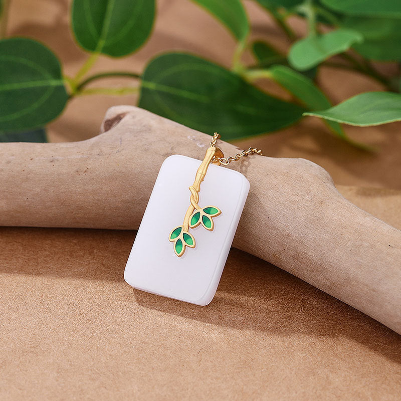 Mascot Ethnic Accessories Ancient Gold-plated Hetian Jade Necklace