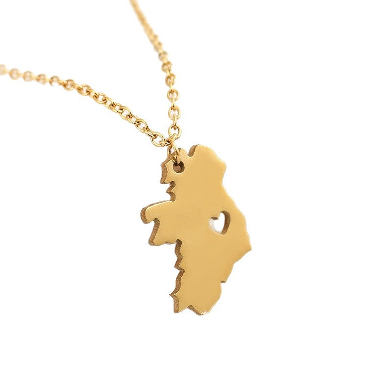 Stainless Steel Peach Heart National Clavicle Chain