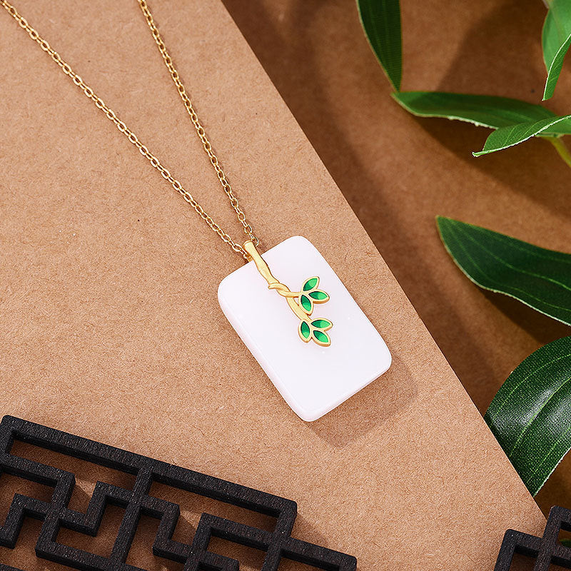Mascot Ethnic Accessories Ancient Gold-plated Hetian Jade Necklace