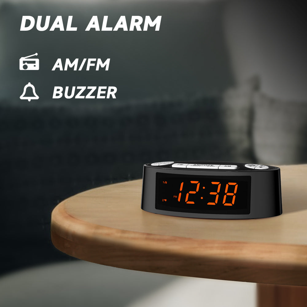 AM FM Alarm Clock Radio With Dual Alarm Sleep Timer