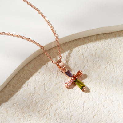 Colorful Copper Inlaid With Zircon Pendant Light Luxury Simple Personalized All-match Necklace