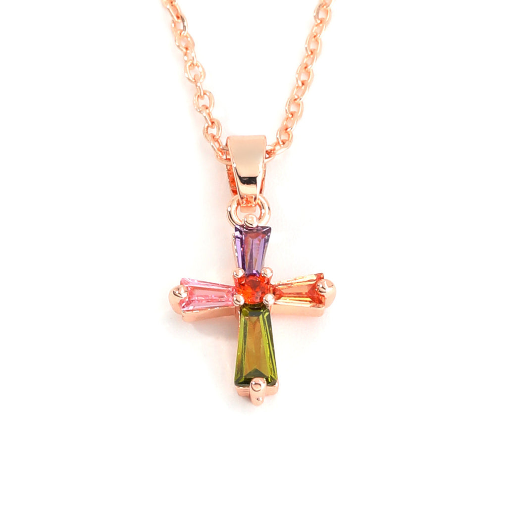 Colorful Copper Inlaid With Zircon Pendant Light Luxury Simple Personalized All-match Necklace