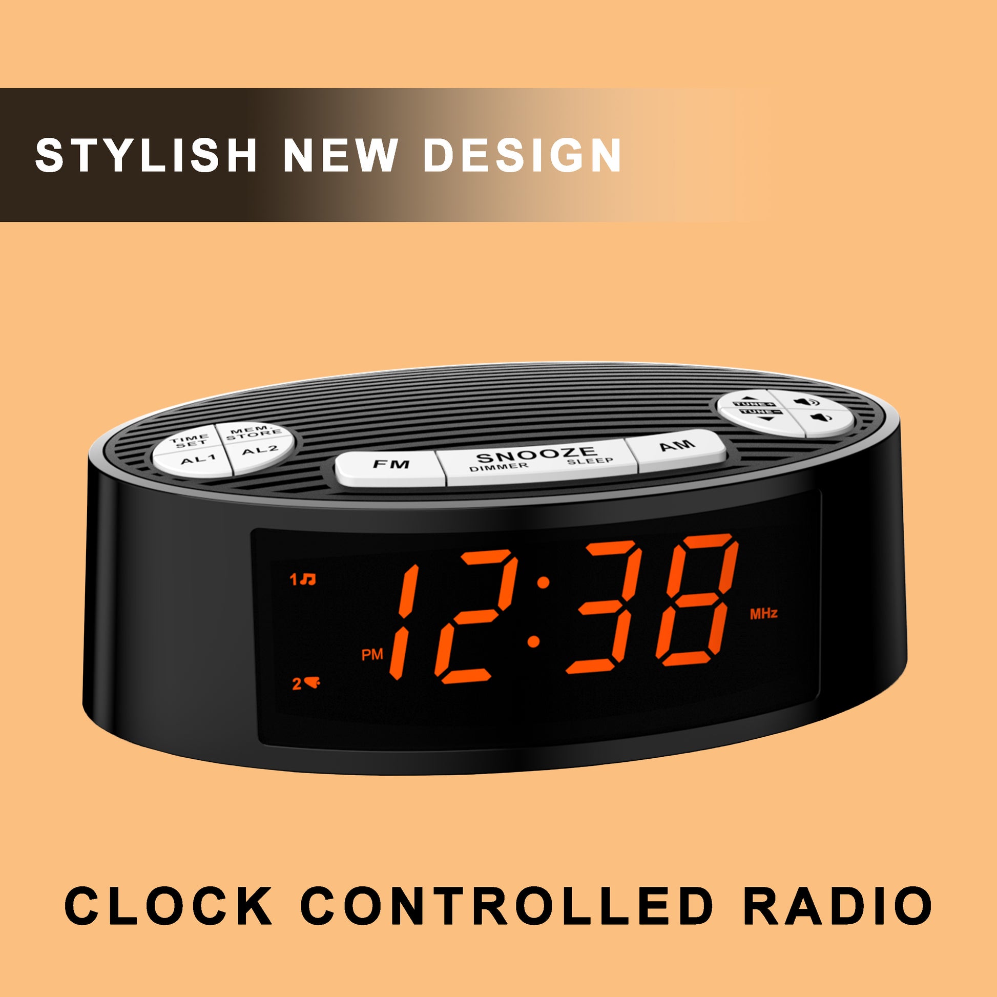 AM FM Alarm Clock Radio With Dual Alarm Sleep Timer