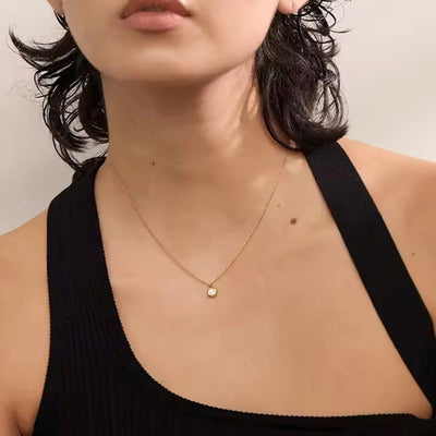 Small Zircon Pendant Necklace 18k Gold Stainless Steel Jewelry Exquisite Waterproof